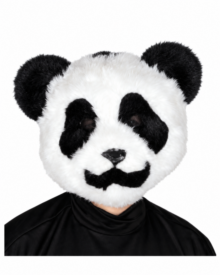 Furry Black and White Panda Face Mask