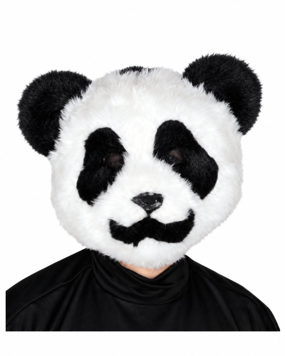 Furry Black and White Panda Face Mask