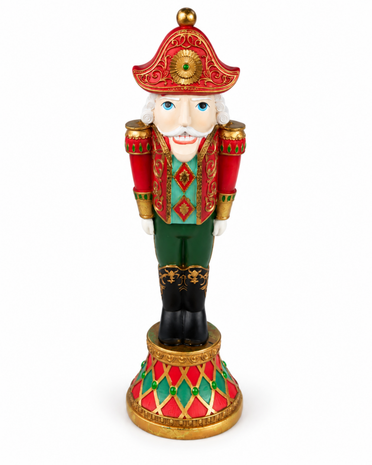Red and Gold Christmas Nutcracker on Drum Base – 36cm