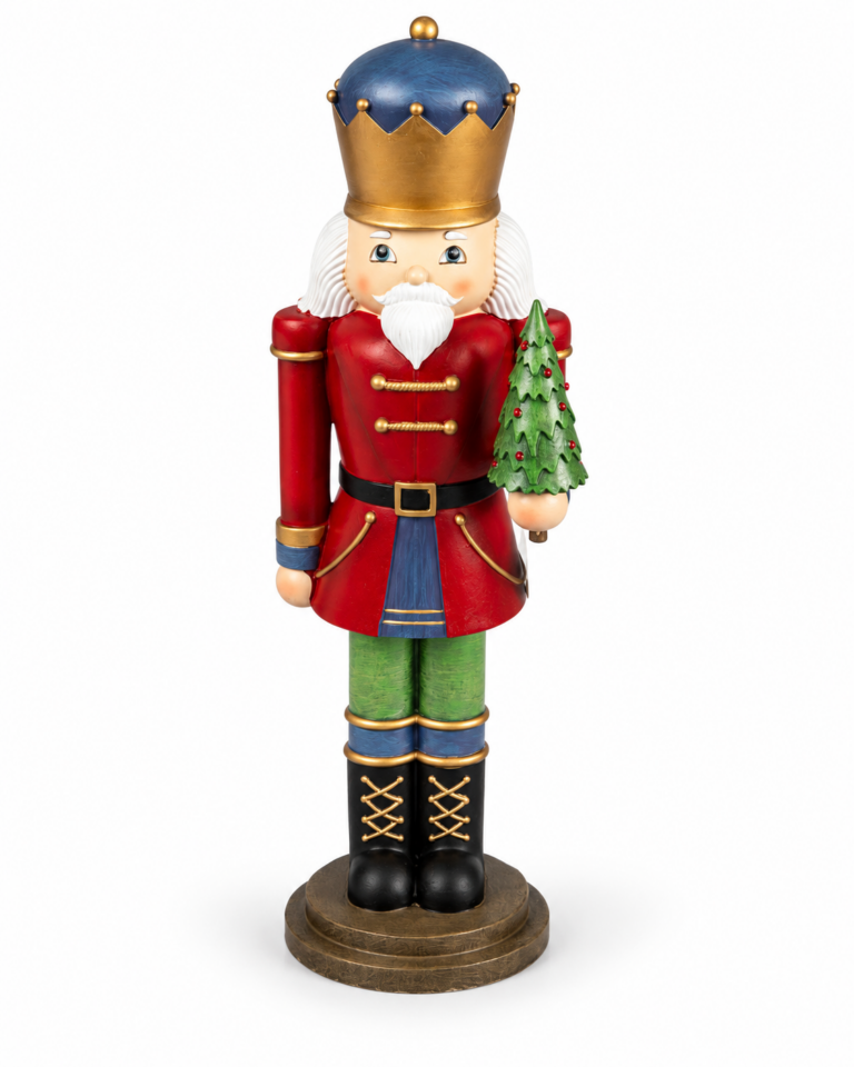 Red Christmas Nutcracker Holding a Tree – 38cm