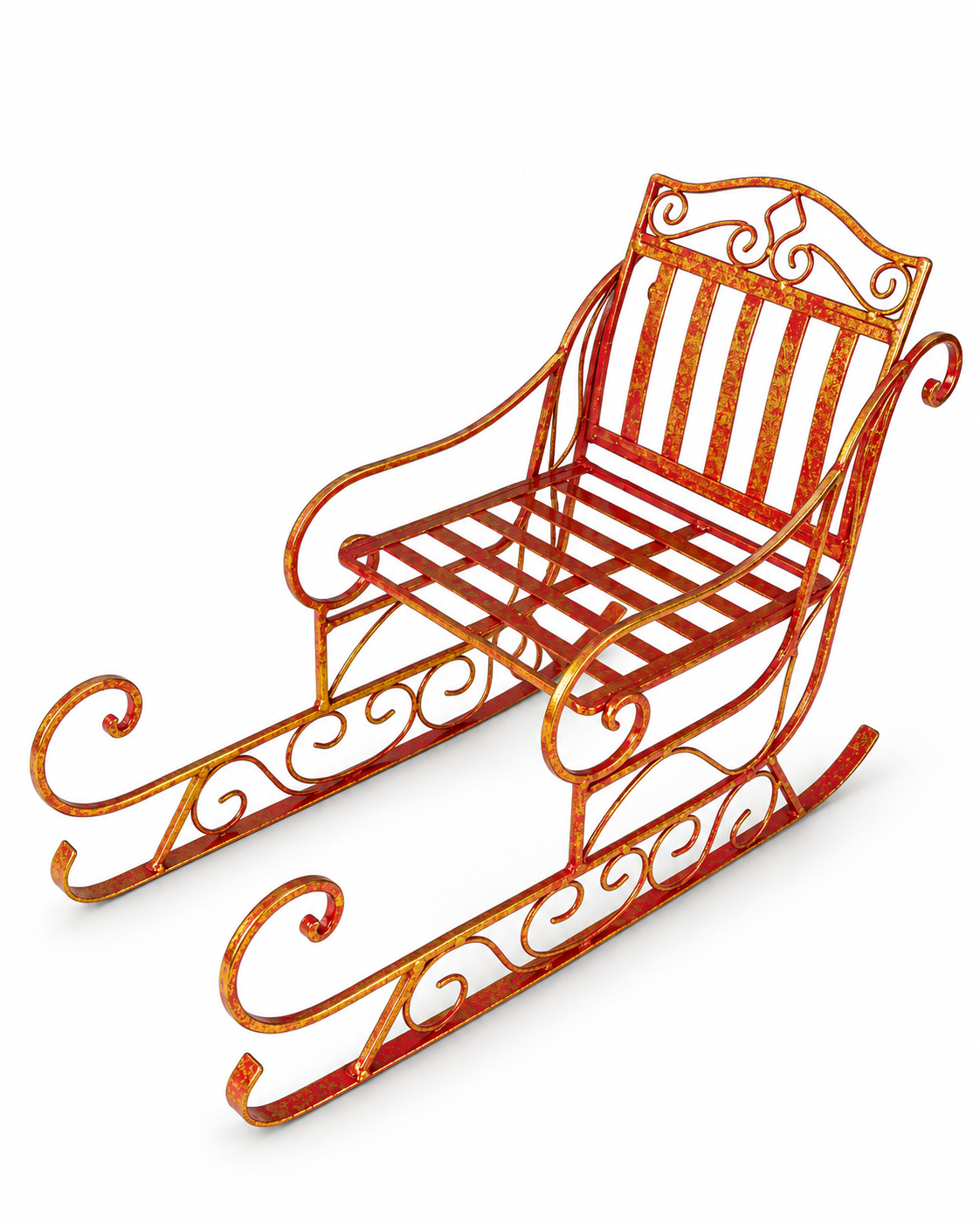 Red & Gold Metal Christmas Sleigh Decoration – 51cm