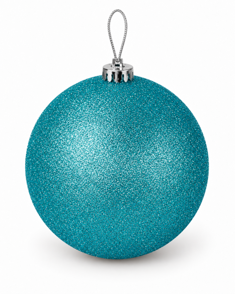 Turquoise Glitter Christmas Bauble – 15cm