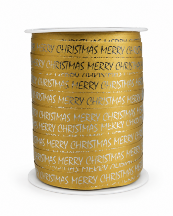 Gold Merry Christmas Curling Ribbon – 250m