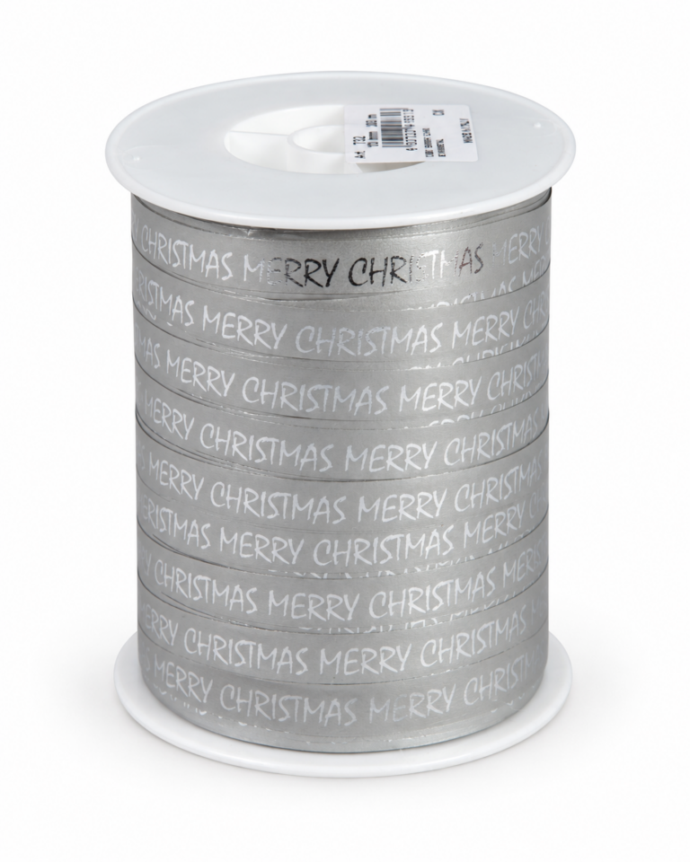 Silver Merry Christmas Curling Ribbon – 250m