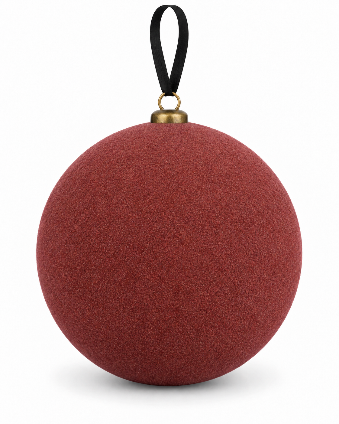 Plum Flocked Christmas Bauble – 15cm