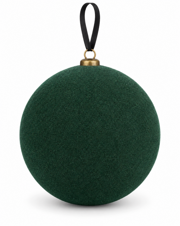 Green Flocked Christmas Bauble – 15cm