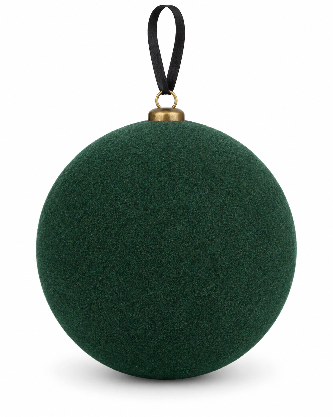 Green Flocked Christmas Bauble – 15cm