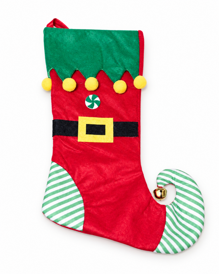 Red & Green Elf Christmas Stocking – 45cm