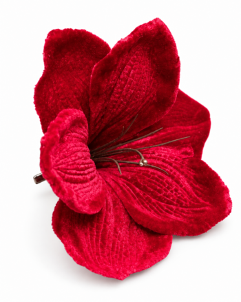Red Velvet-Effect Christmas Flower Clip