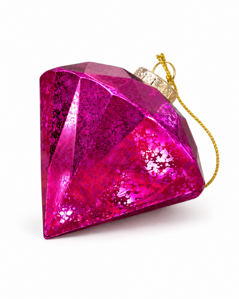 Pink Diamond-Shaped Christmas Bauble – 12cm