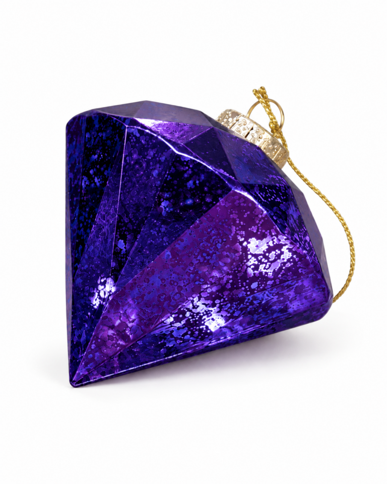 Purple Diamond-Shaped Christmas Bauble – 12cm