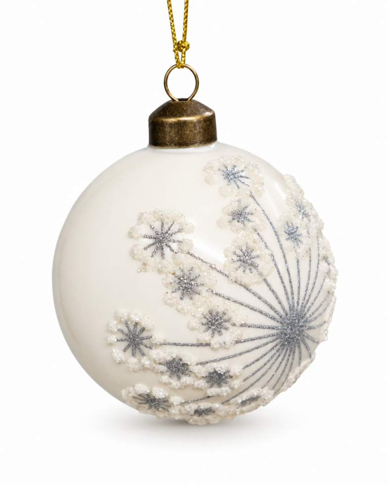 Sage Décor Ivory Lace Christmas Bauble