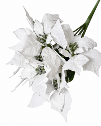 White Frosted Artificial Poinsettia Bunch