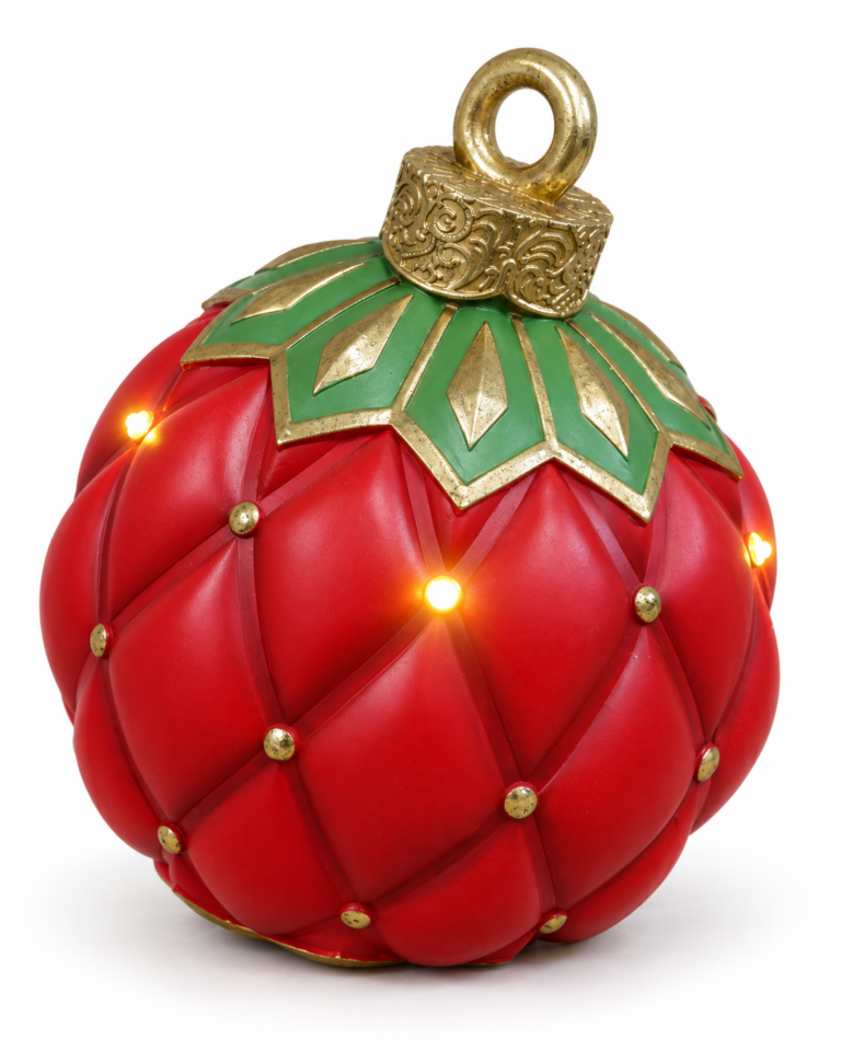 Red & Green Light-Up Christmas Bauble Decoration – 24cm