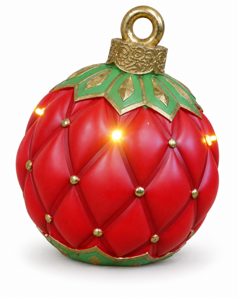 Red & Green Light-Up Christmas Bauble Decoration – 17cm