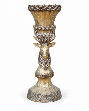 Gold-Tone Stag Head Candle Holder – 30cm