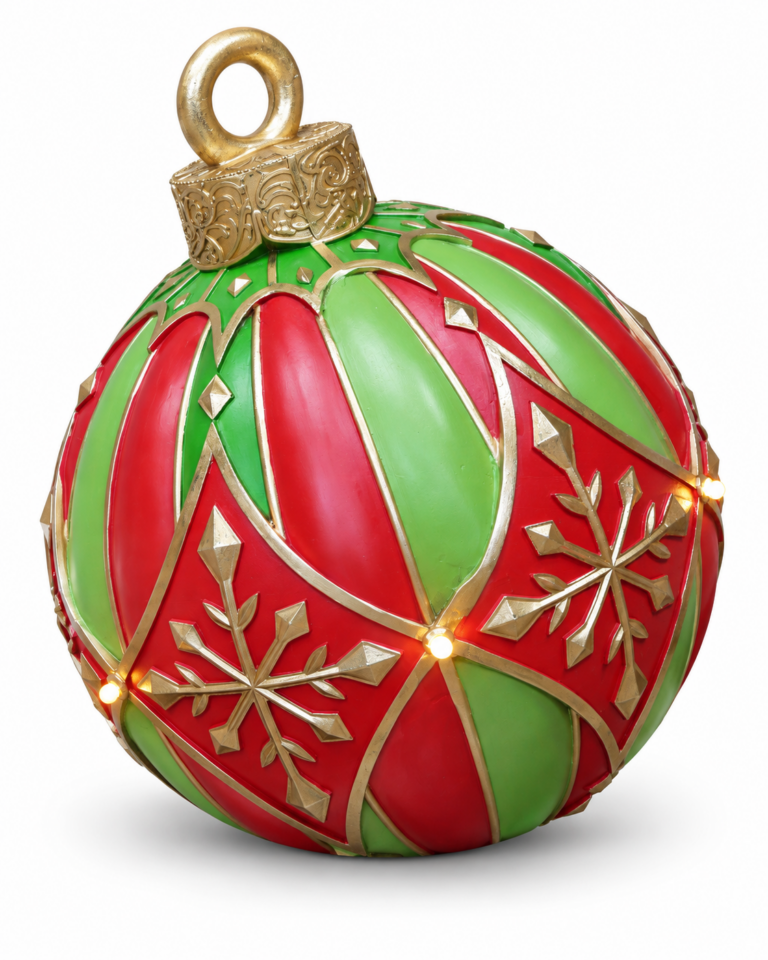 Giant Red & Green Light-Up Christmas Bauble – 46cm