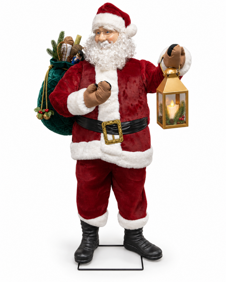 Deluxe Singing Santa Christmas Figure with Lantern
