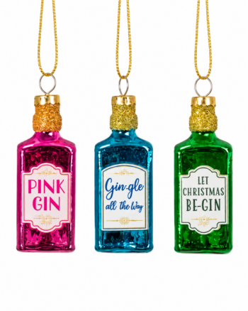 Mini Gin Bottle Christmas Baubles – Set of 3