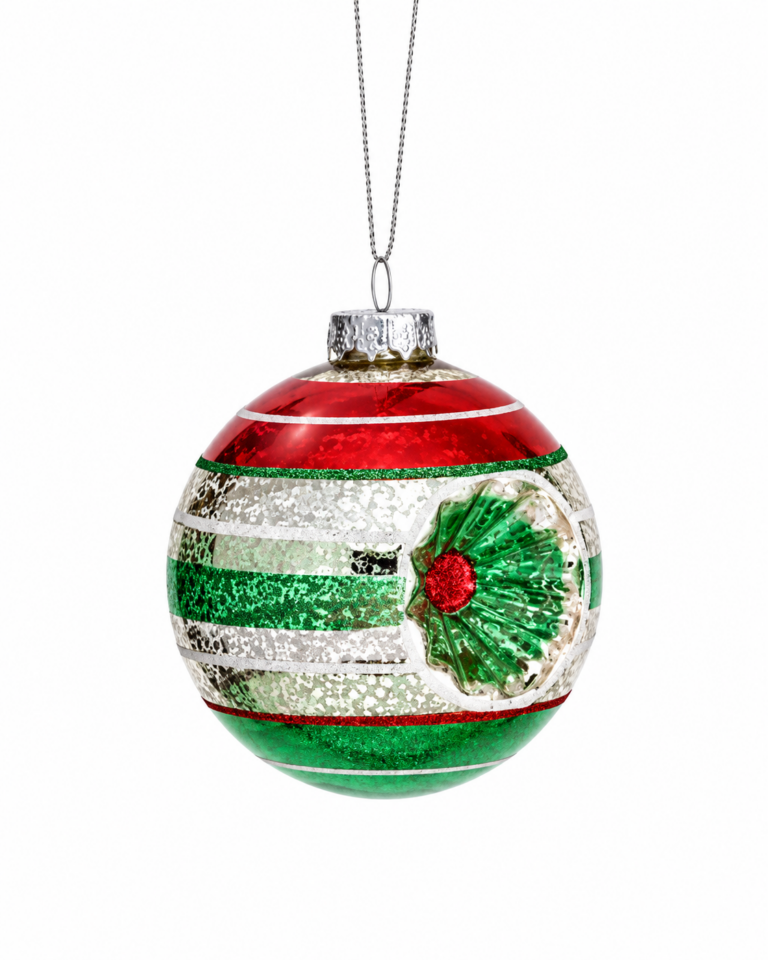 Retro Reflector Christmas Bauble – Red, Green & Silver