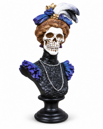 Victorian Skeleton Lady Bust with Feathered Hat – 40cm