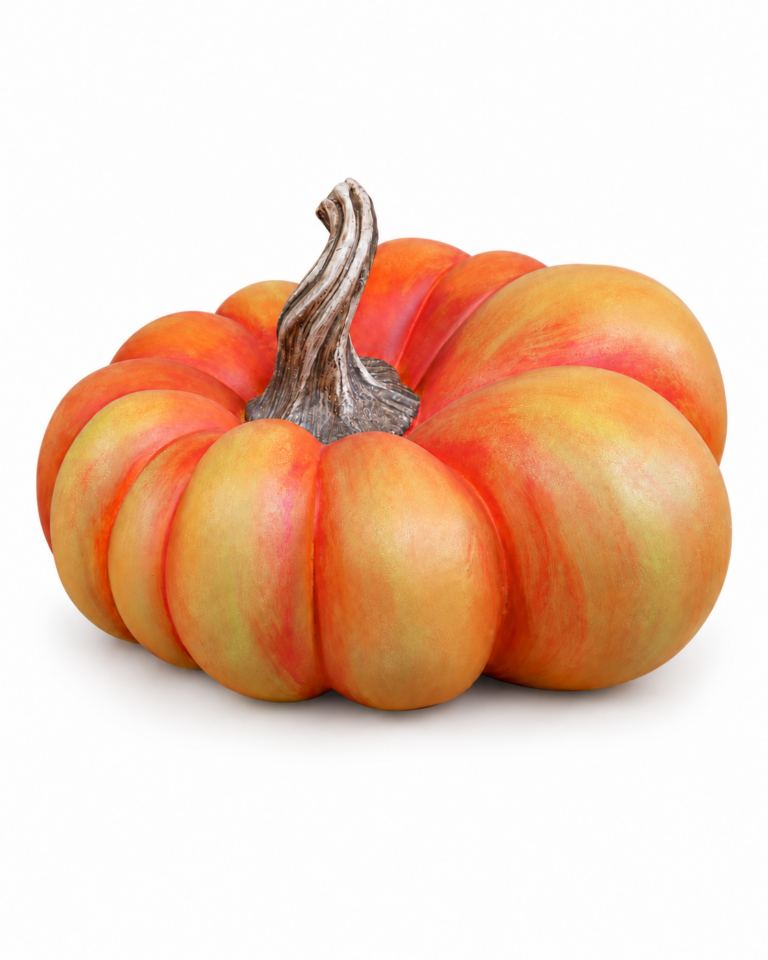 Large Orange Pumpkin Sculpture – 40cm Wide