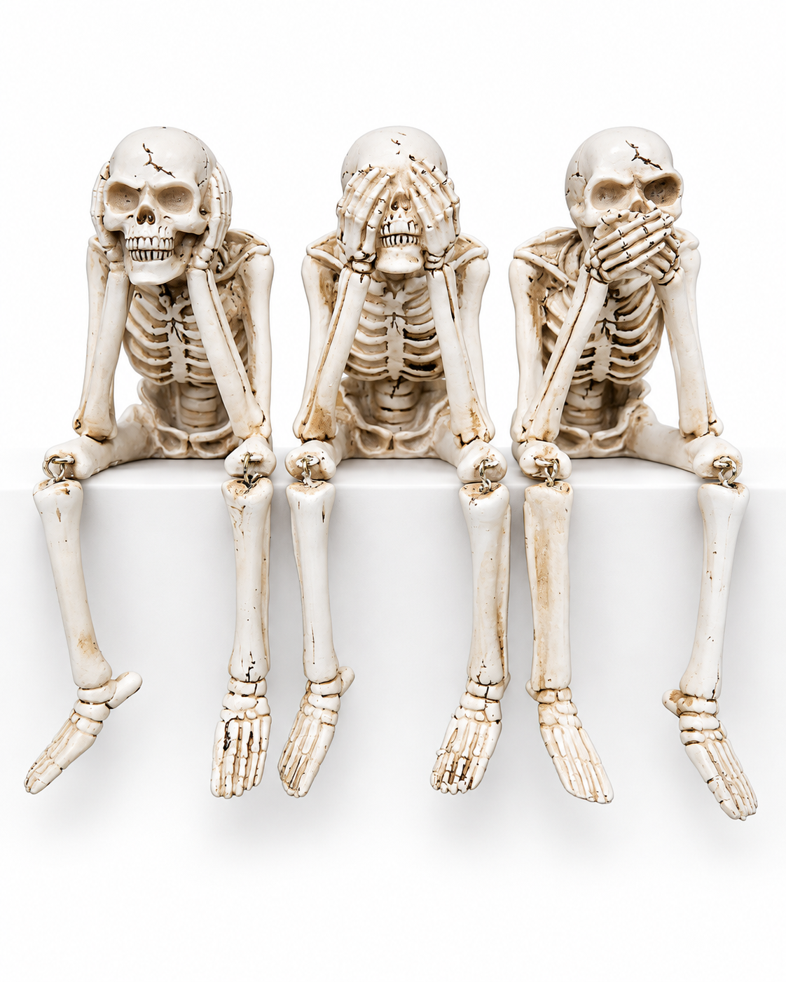See, Hear and Speak No Evil Skeleton Shelf Sitters – Set of 3