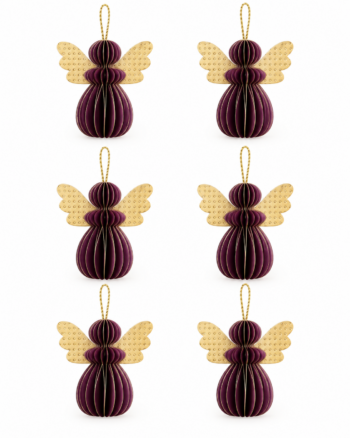 Purple Paper Angel Christmas Decorations – Set of 6