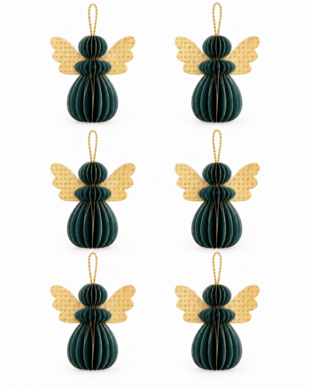 Green Paper Angel Christmas Decorations – Set of 6