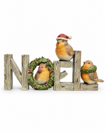Noel Christmas Decoration with Three Robins – 26cm