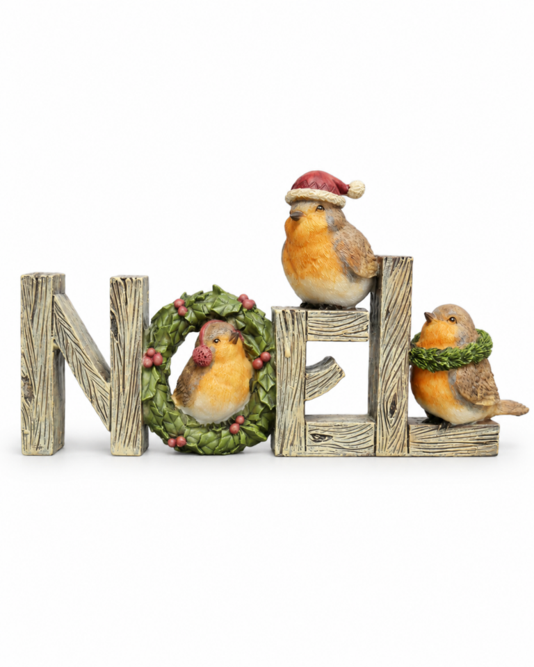 Noel Christmas Decoration with Three Robins – 26cm