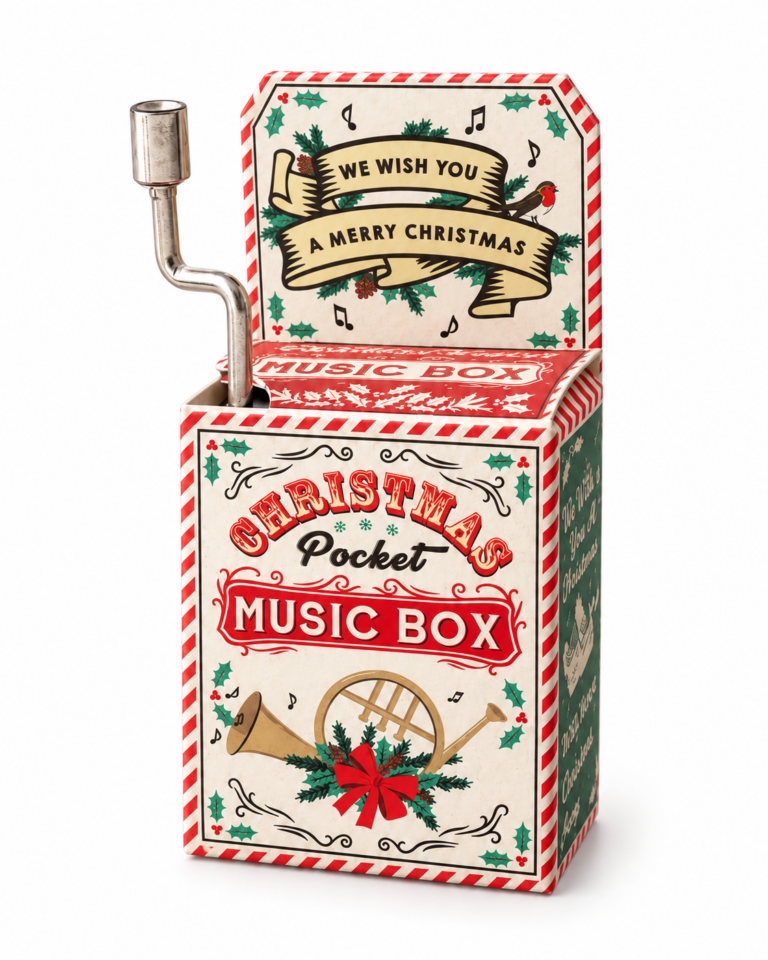 We Wish You a Merry Christmas Hand-Crank Christmas Music Box
