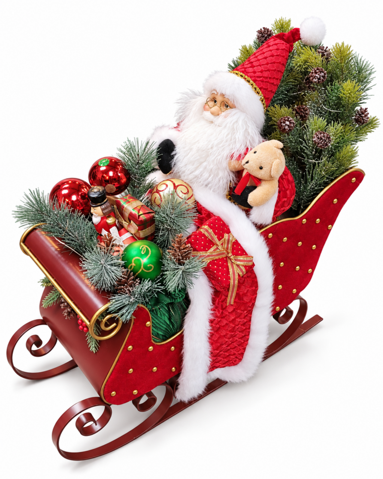 Santa in Red Sleigh with Presents Christmas Decoration – 62cm