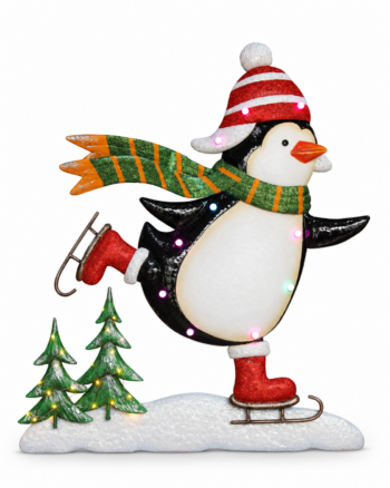 Skating Penguin Metal Christmas Decoration – 97cm