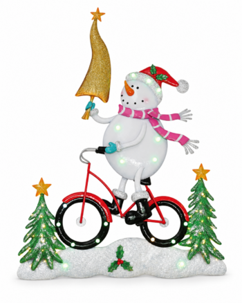 Snowman on Bike Fibreglass Christmas Decoration – 120cm