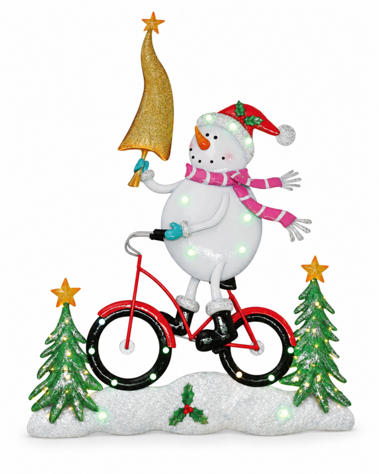 Snowman on Bike Fibreglass Christmas Decoration – 120cm