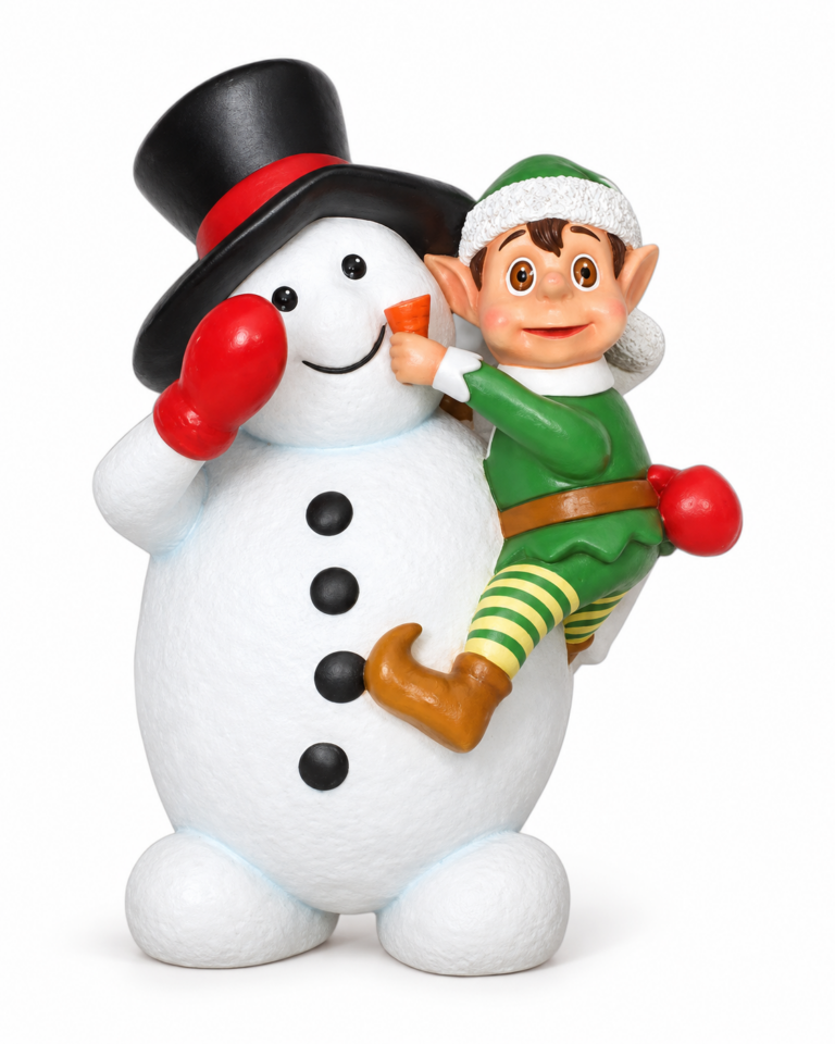 Christmas Elf on Snowman Statue – 5ft