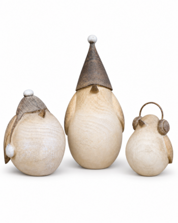Wood-Effect Winter Bird Ornaments – Set of 3