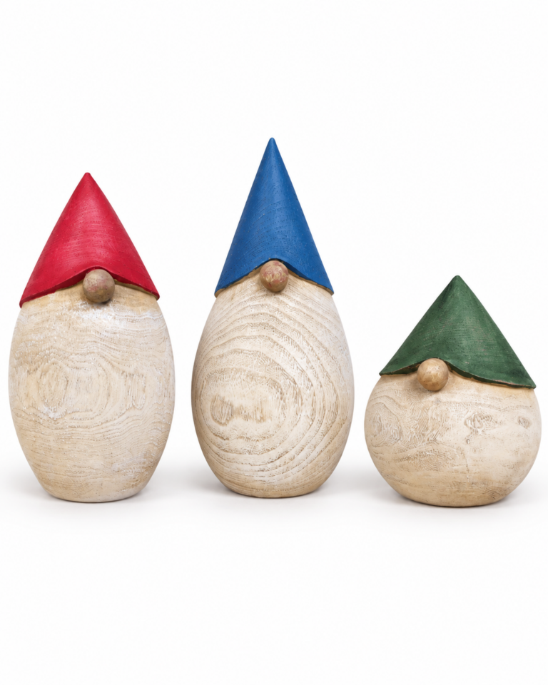 Wood-Effect Christmas Gnome Ornaments – Set of 3
