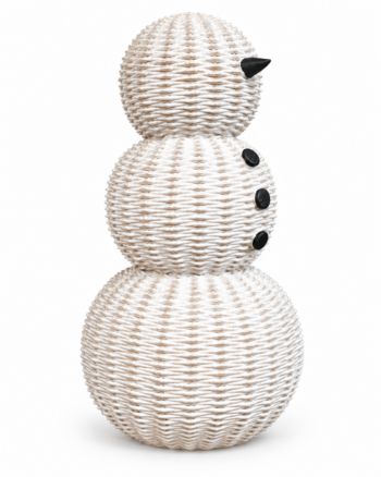 White Wicker-Effect Snowman Ornament with Black Buttons – 36cm