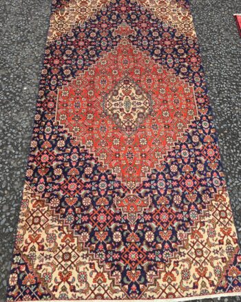 Burnt Orange and Blue Hand Woven Bijar Medallion Rug – JRJ04
