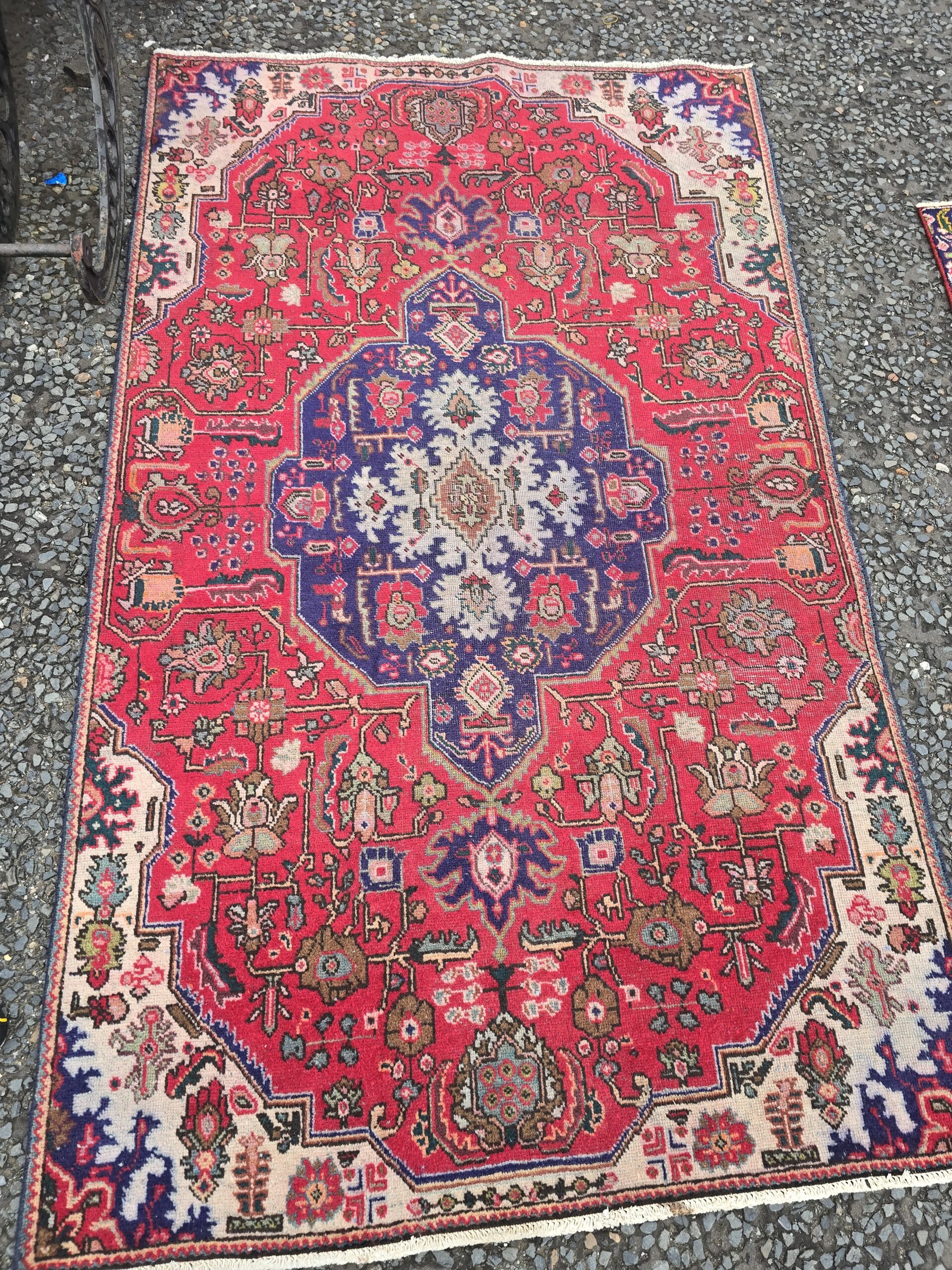 Vintage Persian Tabriz Red Ground Large Wool Rug – JRJ05