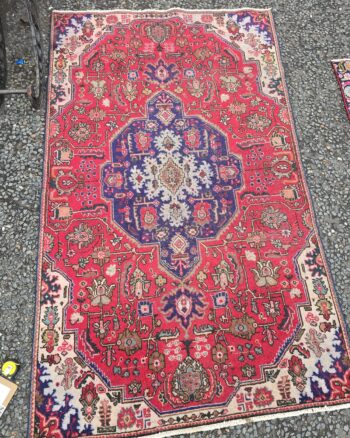 Vintage Persian Tabriz Red Ground Large Wool Rug – JRJ05