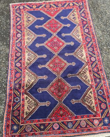 Blue Persian Meshkin Wool Rug with Cross Door Design – JRJ06