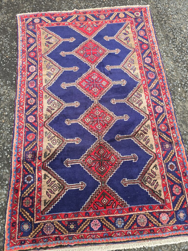 Blue Persian Meshkin Wool Rug with Cross Door Design - JRJ06