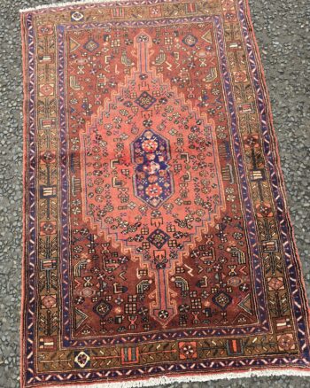 Terracotta Persian Hamadan Hand Woven Medallion Wool Rug – JRJ11