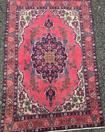 Vintage Handwoven Persian Tabriz Rug with Red Ground – JRJ13