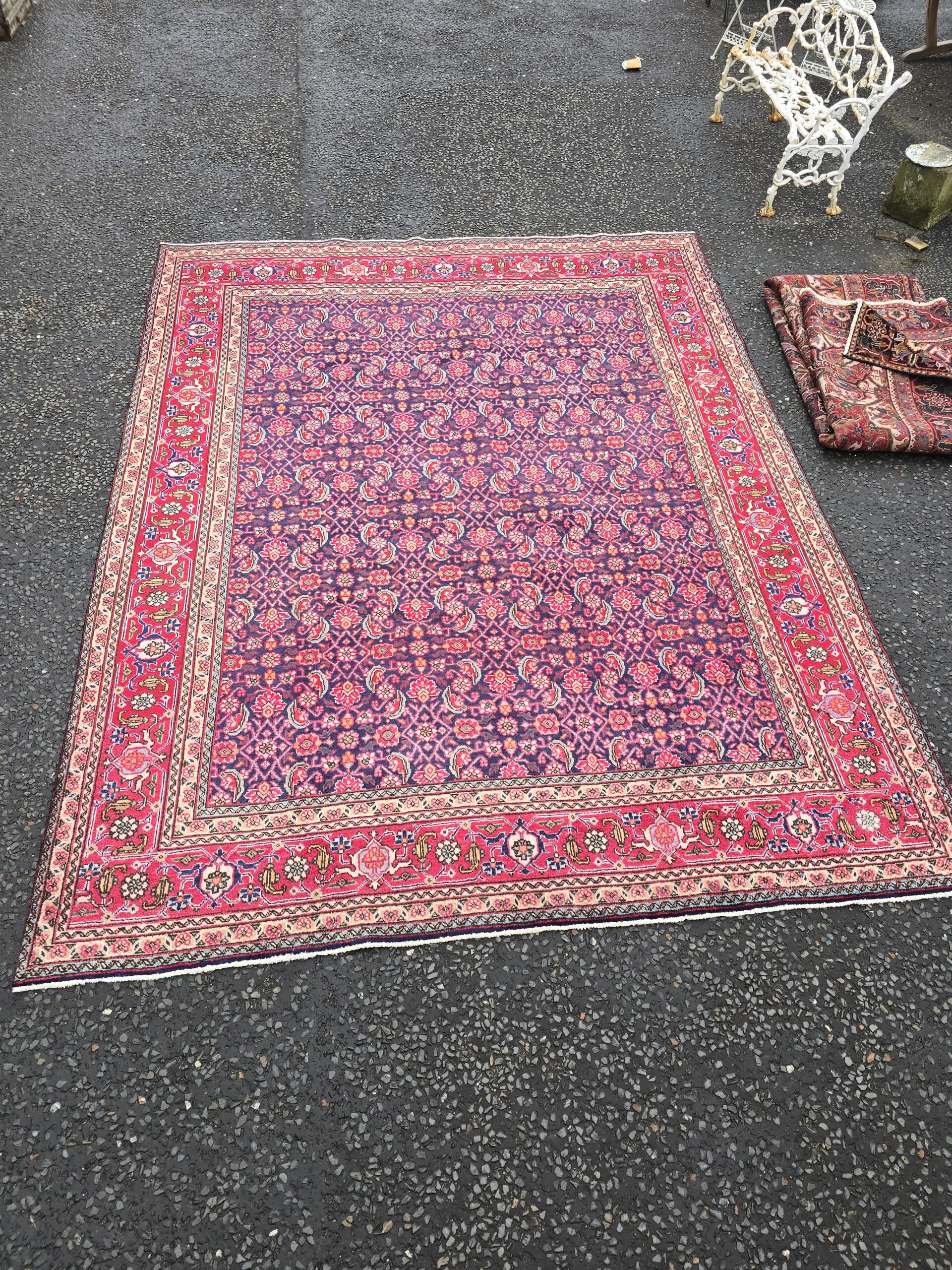Large Blue Ground Persian Tabriz Style Carpet – JRJ18