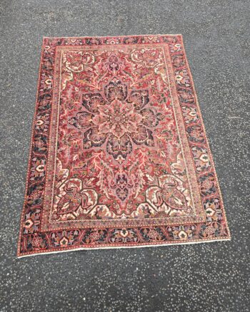 Large Terracotta and Red Ground Persian Hariz Carpet- JRJ19