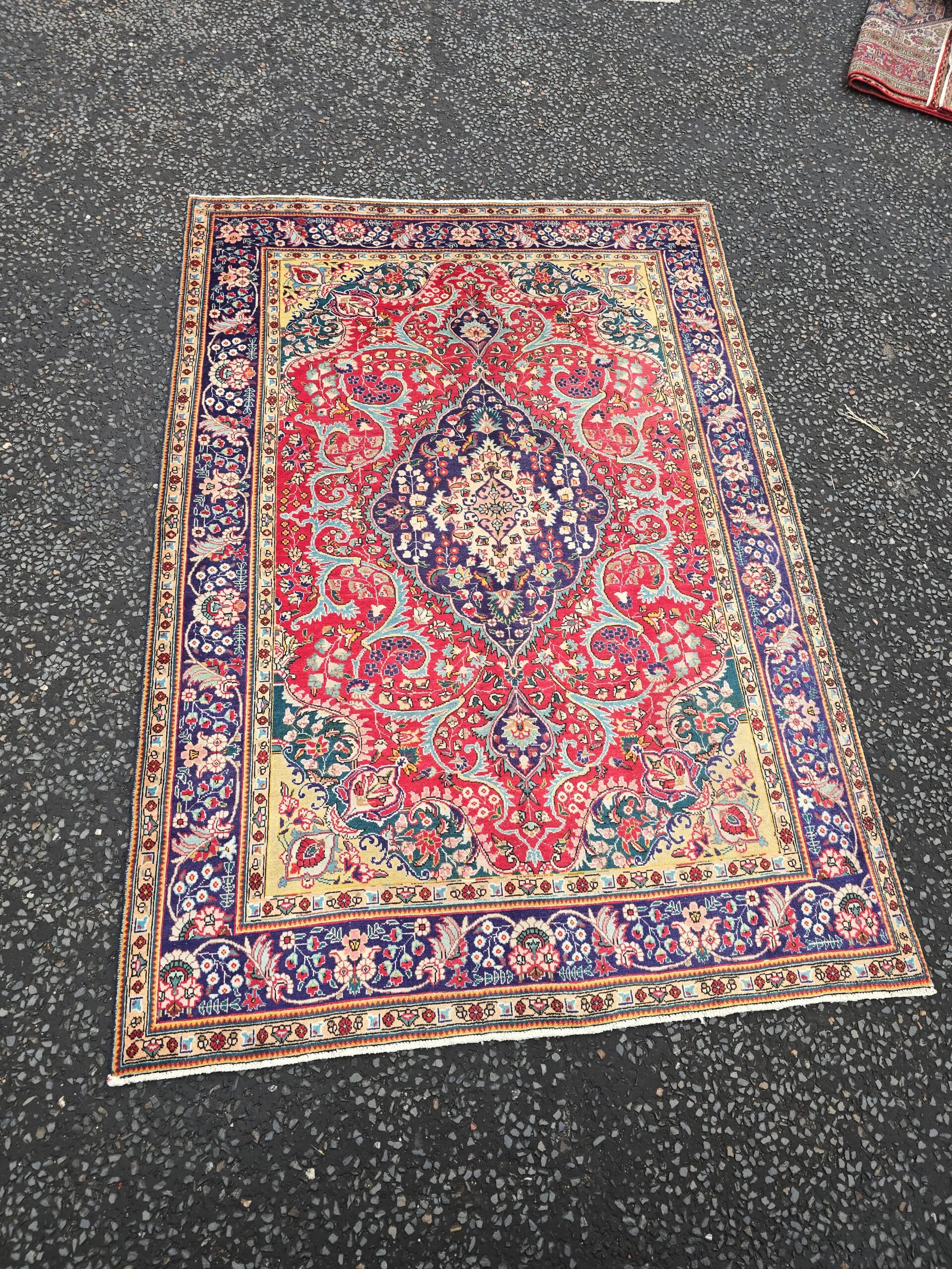 Fine Hand Woven Persian Tabriz Medallion Pattern Wool Carpet – JRJ22